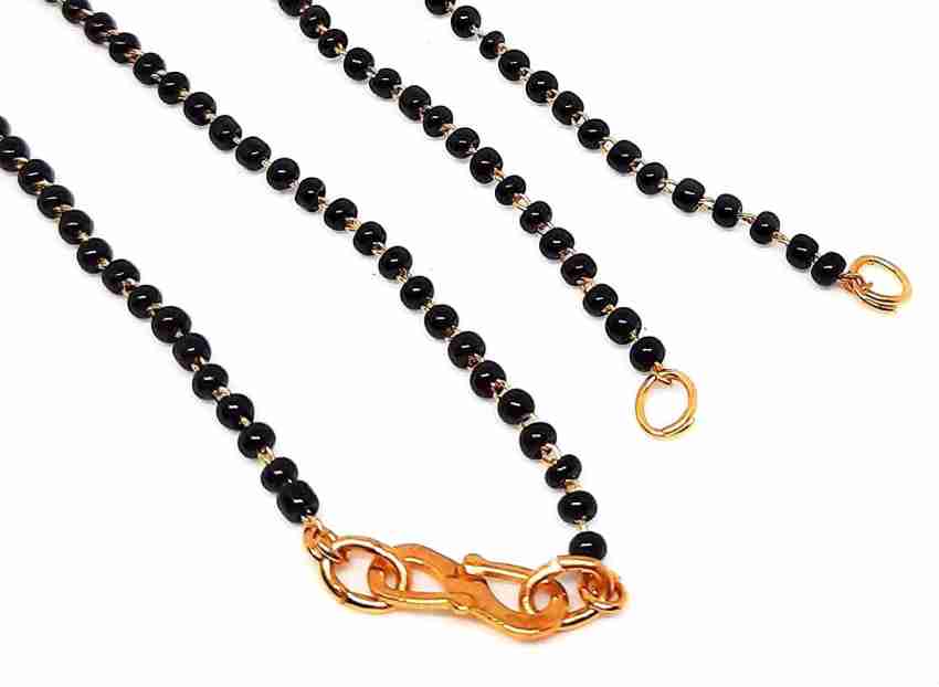 Simple gold chain on sale with black beads