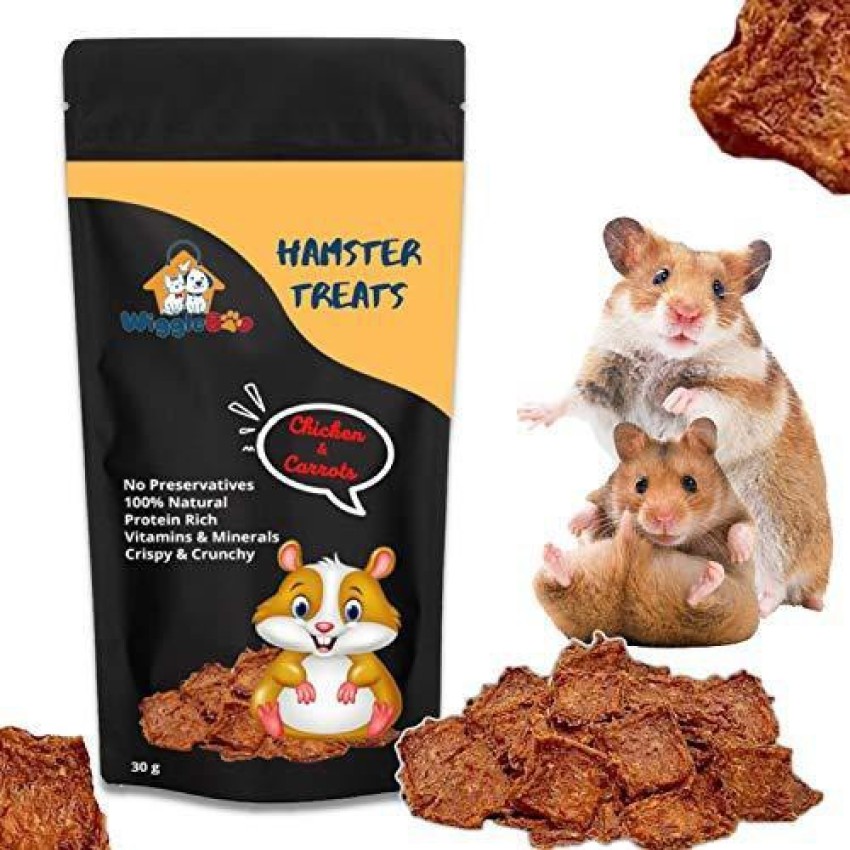 WiggleBoo Chicken Carrots Hamster Treats Travel Friendly Pack Protein Rich Crunchy Healthy Food Snacks For All Hamster Sizes Breeds 100 Natural 30g Chicken Carrot