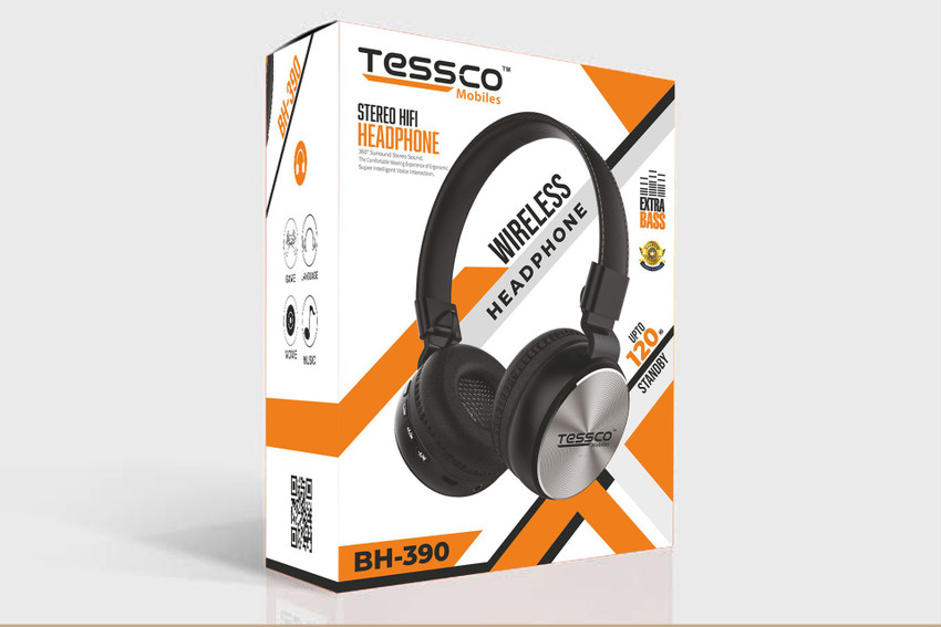 Tessco BH 390 Stereo Wireless Bluetooth Headphones Lightweight