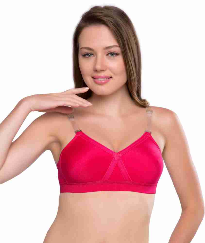SONA Women's Cotton Non-Padded Wire Free Full Coverage Bra HOT-PINK