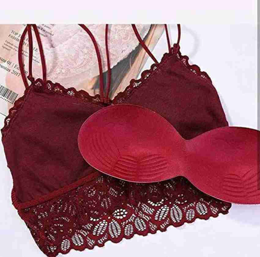 Buy VS Beauti Women Bralette Lightly Padded Lace Bra RED Online at Best  Prices in India - JioMart.