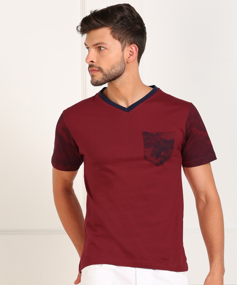 Plain maroon t shirt v cheap neck