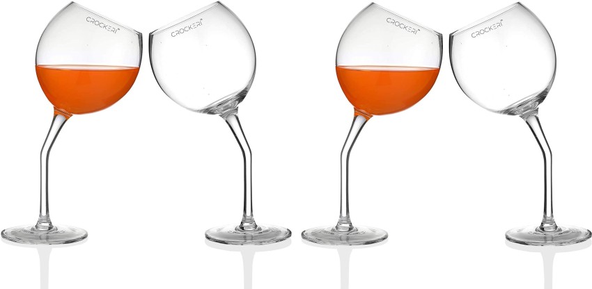 Crockeri (Pack of 4) Tipsy Wine Glasses For Toasting Sparkling Red Wine,  Cocktail, Party, Cabernet Glasses, Transparent (300 ml Each) - Glass Set Wine  Glass Price in India - Buy Crockeri (Pack