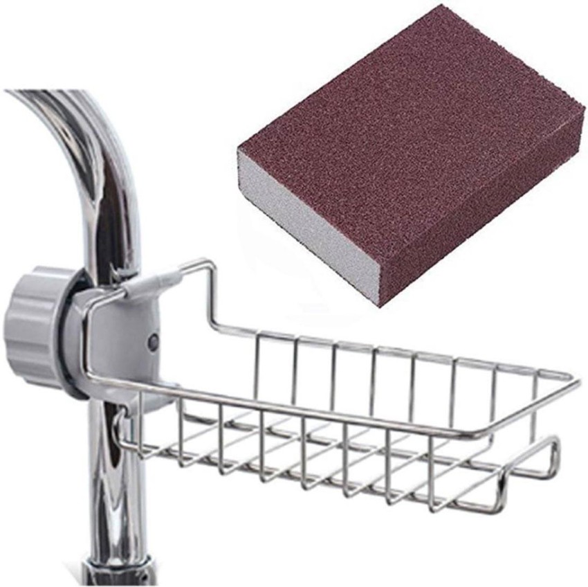 1pc Stainless Steel Sponge Holder With Drainage Pad For Kitchen