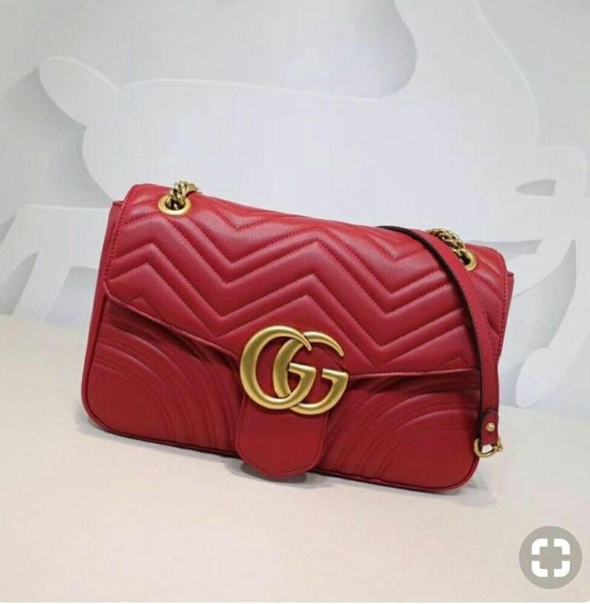 GGUCI Red Sling Bag GG Marmont matelassé mini bag Red - Price in India