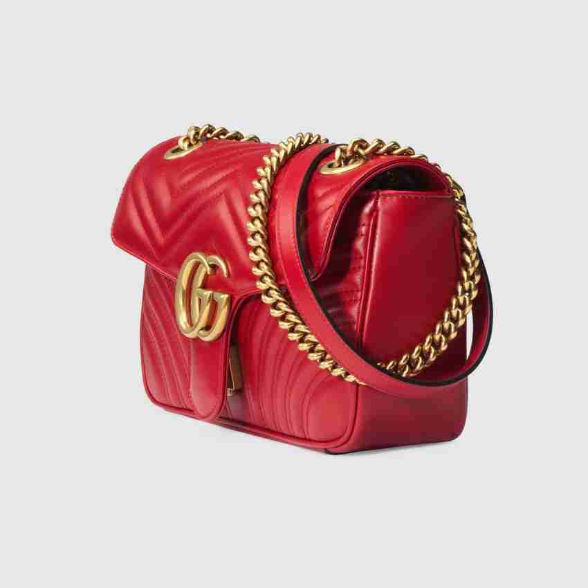 GGUCI Red Sling Bag GG Marmont matelassé mini bag Red - Price in India