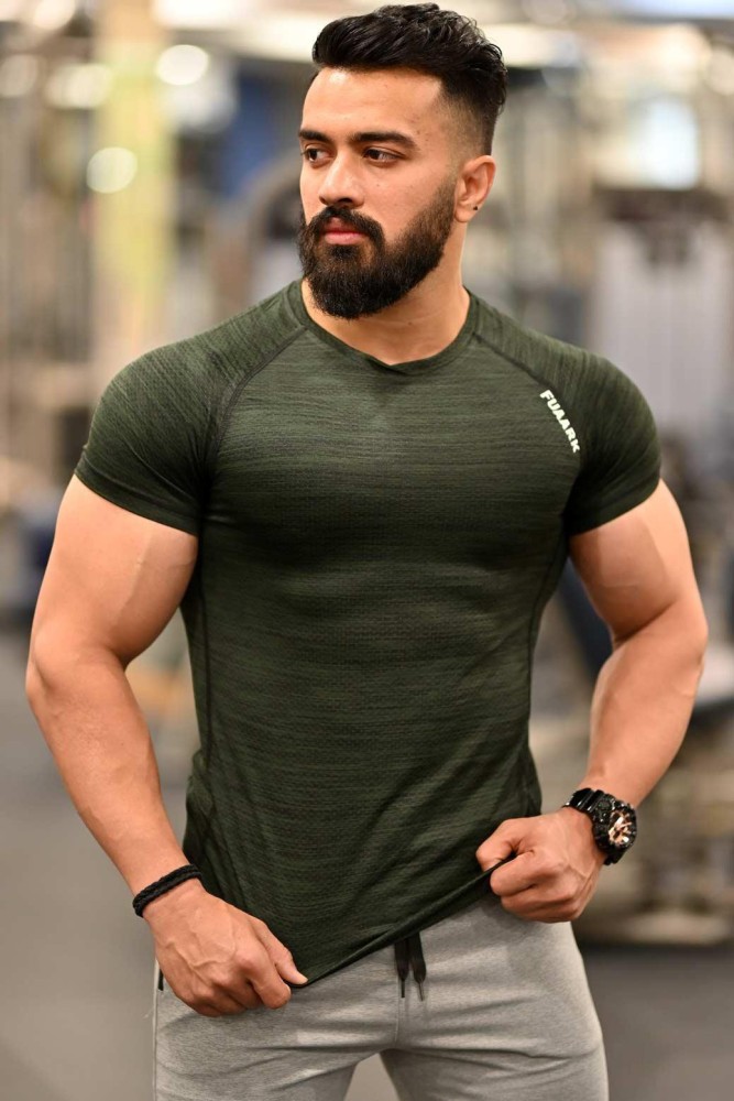 FuaarK Self Design Men Round Neck Green T-Shirt - Buy FuaarK Self Design Men  Round Neck Green T-Shirt Online at Best Prices in India