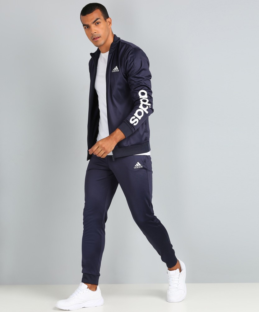 Mens grey and hot sale blue adidas tracksuit