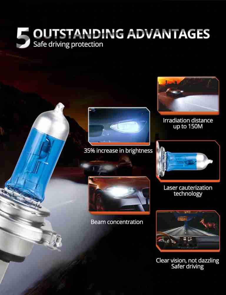 WolkomHome Car H4 halogen headlight bulb 12V 130/100W 5000K Cool Blue  Headlights Lamp Light Bulb Replacement for Land Range Rover Evoque Headlight  Car Halogen for Land Rover (12 V, 100 W) Price