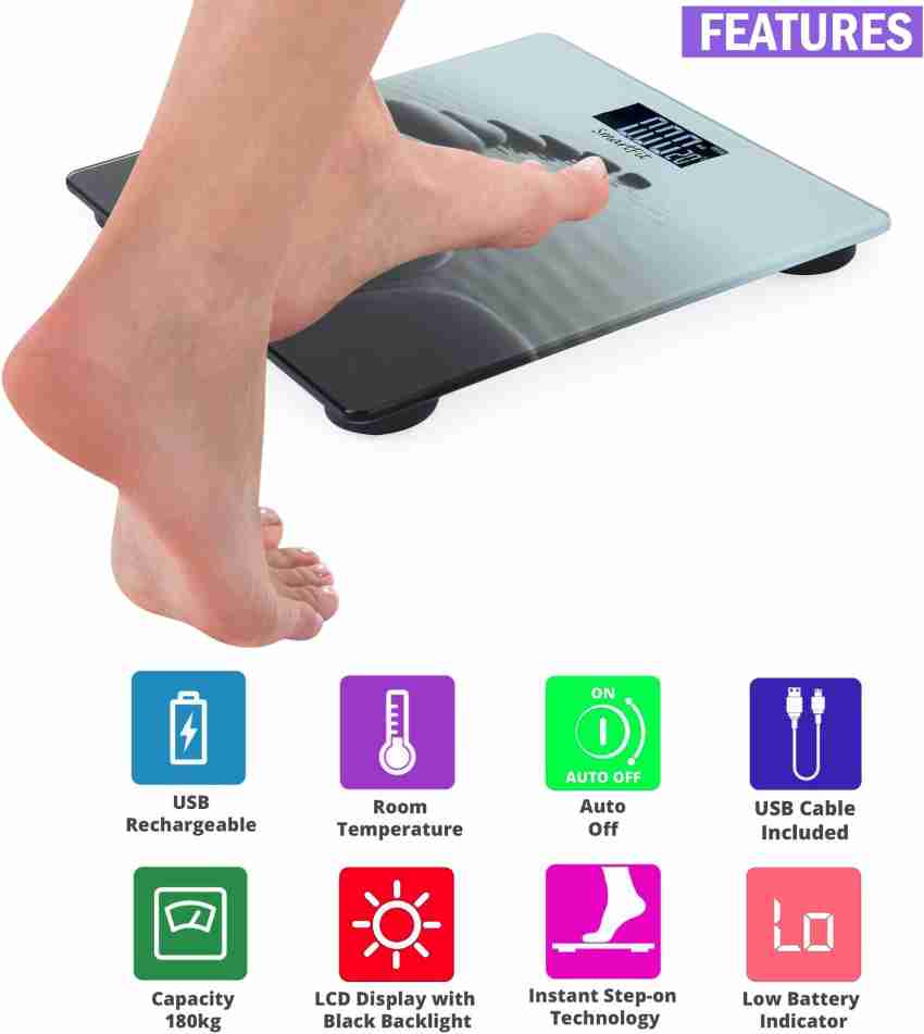 Bathroom Scales for Body Weight,Rechargeable Battery and Temperature  Display 