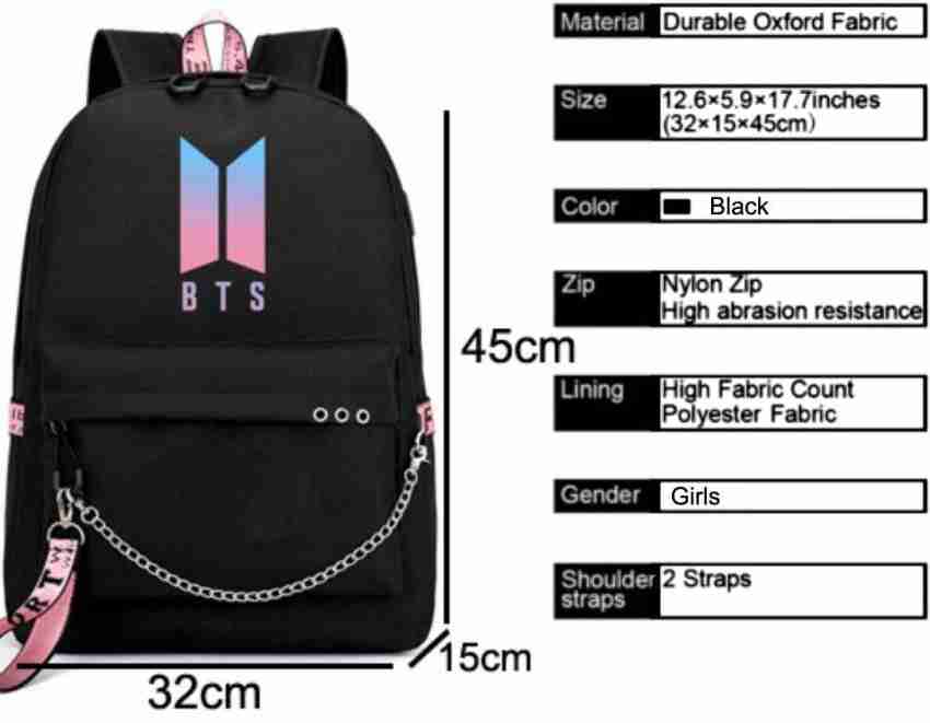 Bts Backpack Cute Usb Charging School Bag