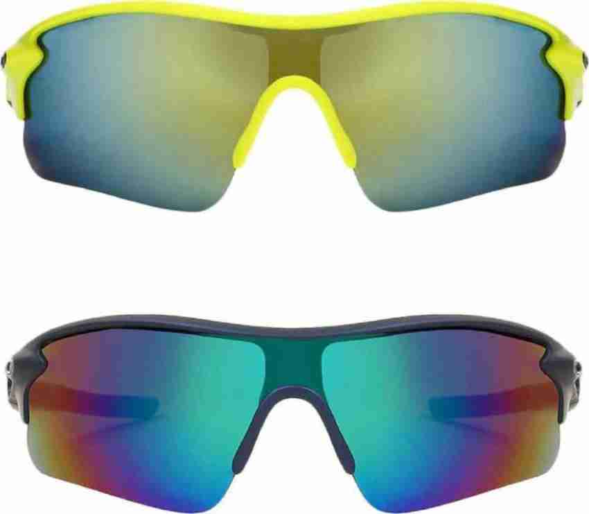 MANWILL TENFORD Mirrored UV400 Lenses Men Sports Sunglasses Combo Pack of 2(Green&Black)  Cricket Goggles - Buy MANWILL TENFORD Mirrored UV400 Lenses Men Sports  Sunglasses Combo Pack of 2(Green&Black) Cricket Goggles Online at