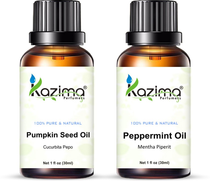 KAZIMA Combo of Pure Pumpkin Seed Carrier oil & Peppermint Oil (Each 30ml )  Ideal for Use in Aromatherapy, Anti Hair Fall Control, Hair Growth and  Health Boost Hair Oil - Price