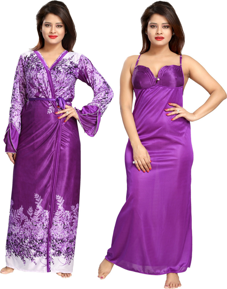 SHOPPING STATION Women Nighty with Robe Buy ssn 5394 SHOPPING