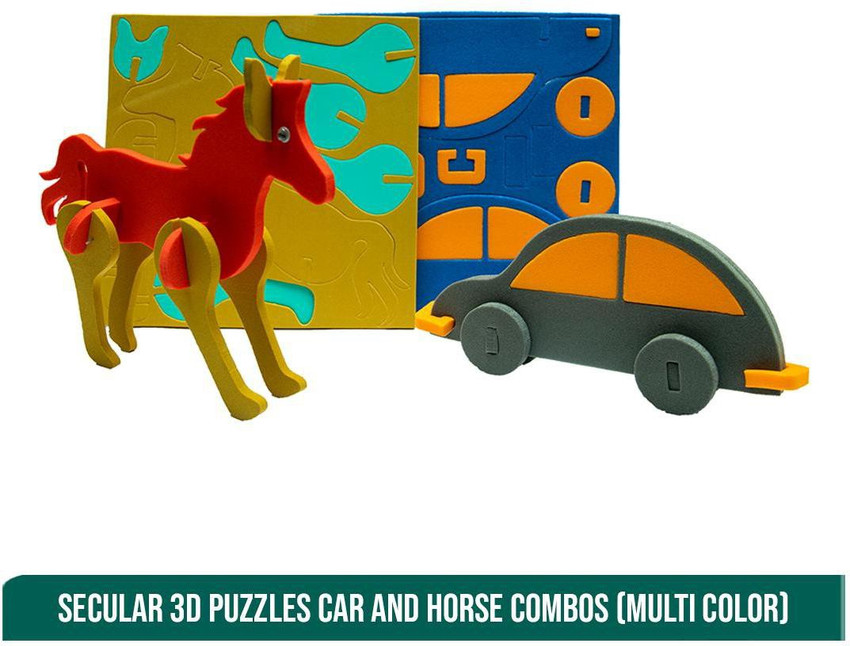 Secular 3D Puzzles Car and Horse Combos Easy Puzzles For Kids