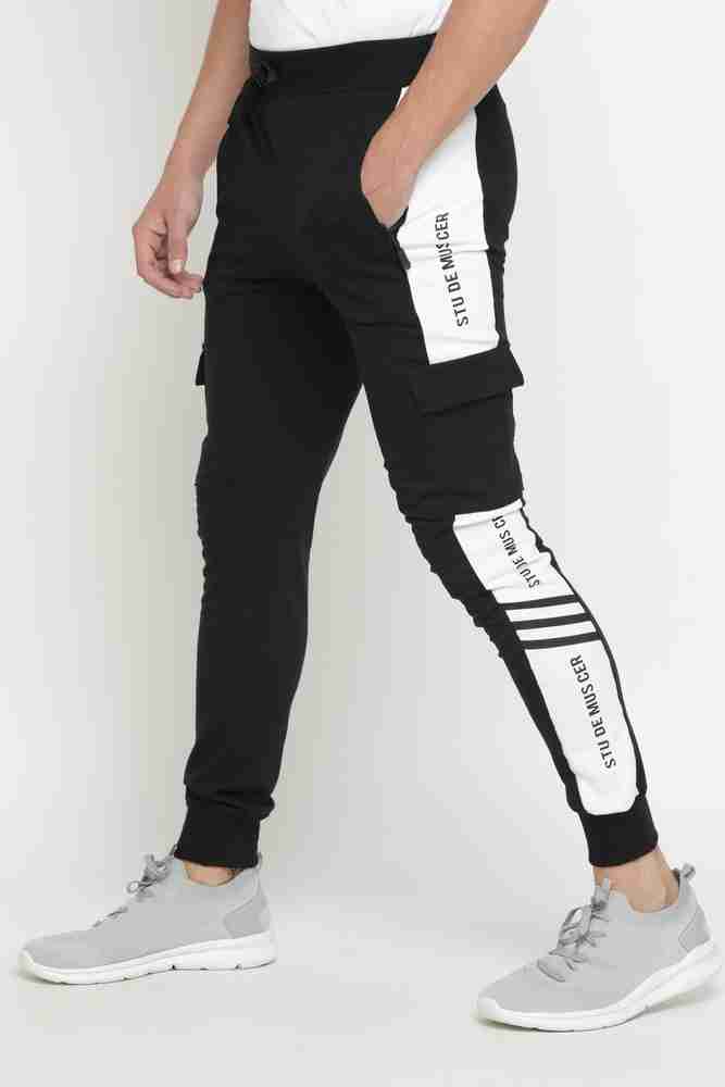 MANIAC Printed Men Black White Track Pants