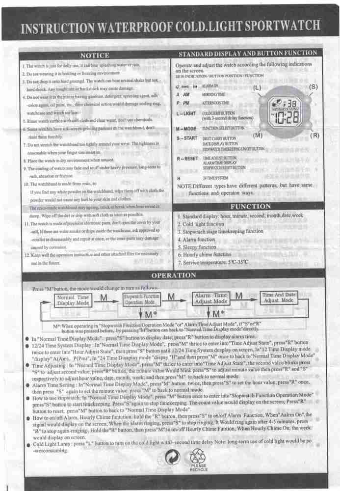 Armitron 2025 wr330ft instructions