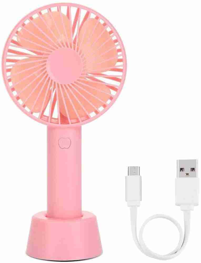 Kirby: Portable LED Handy Fan outlet (Pink & Yellow) w/USB Charging Cable Bundle