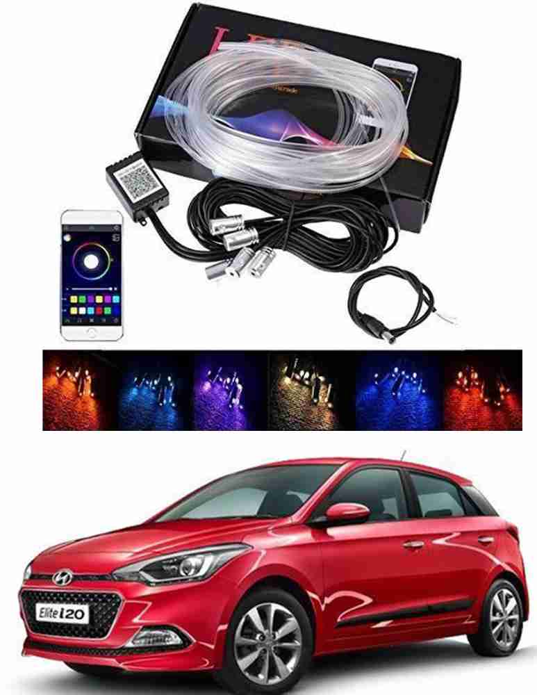 Automaze RGB App LED Car Atmosphere Interior Ambient Light With Optic Fibre  Cable, EL Neon Strip Lamp With Bluetooth App Control