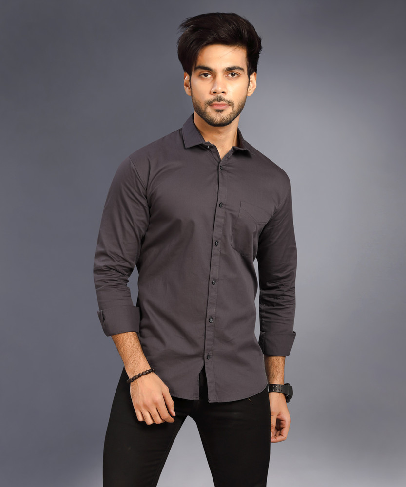 UNITED CLUB Men Solid Casual Grey Shirt Buy UNITED CLUB Men