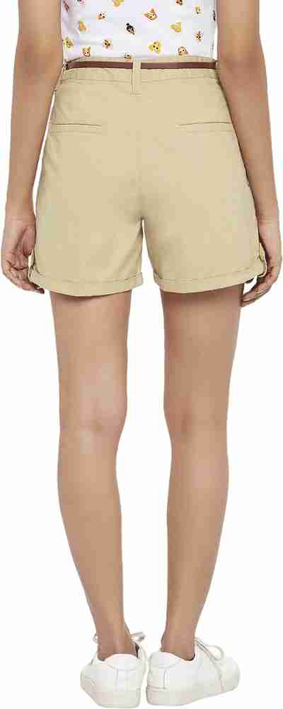 Honey By Pantaloons Solid Women Khaki Regular Shorts Buy Honey