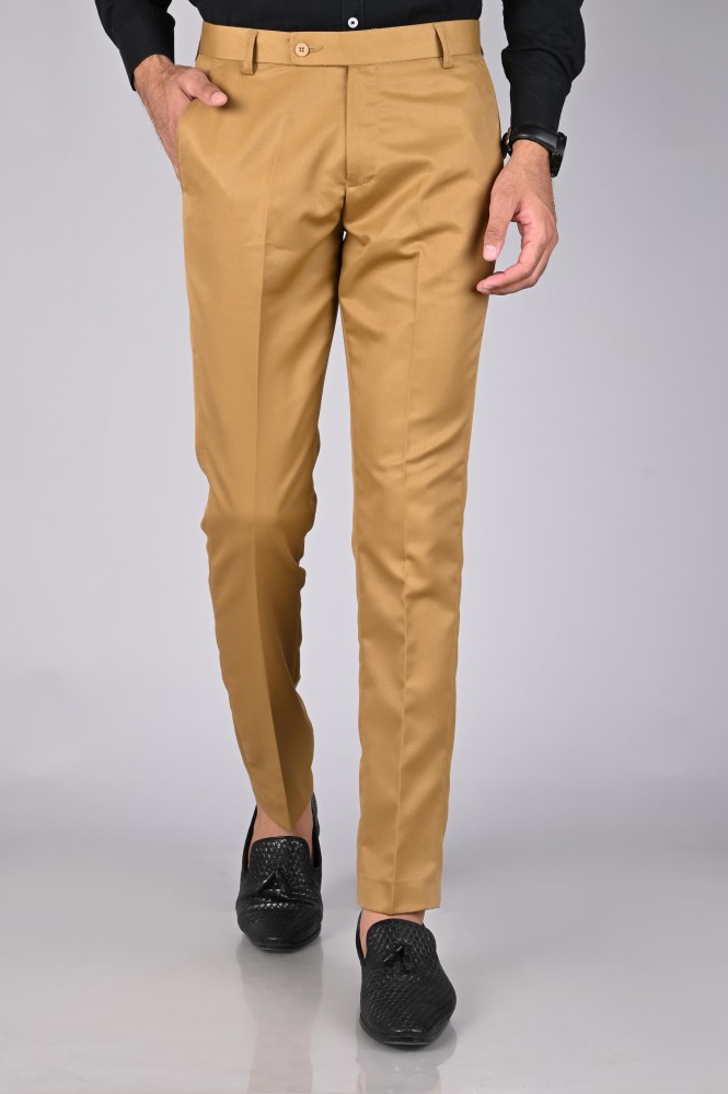 Buy Men Khaki Solid Super Slim Fit Formal Trousers Online  290556  Peter  England