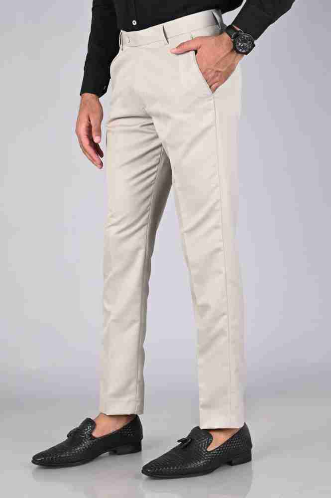 Buy online Mancrew Regular Fit Khaki Formal Pants For Men from