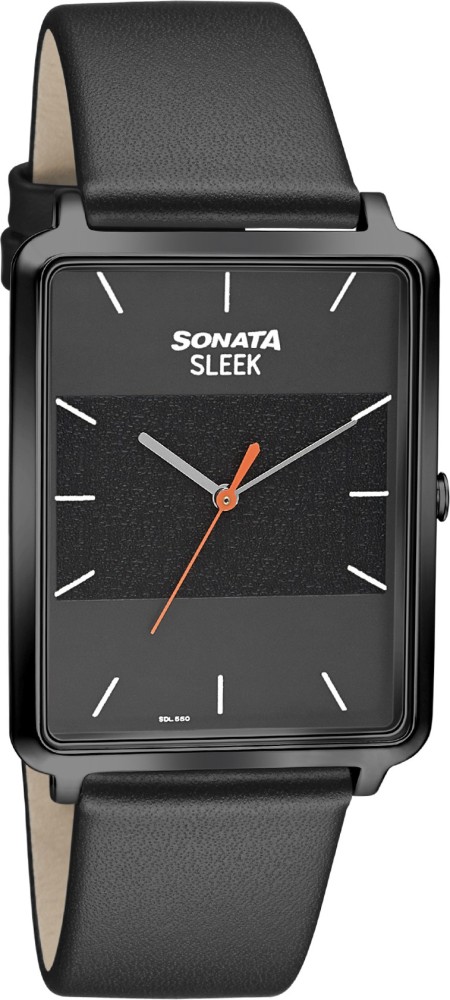 Sonata sleek black dial analog watch for men 2025 with date function