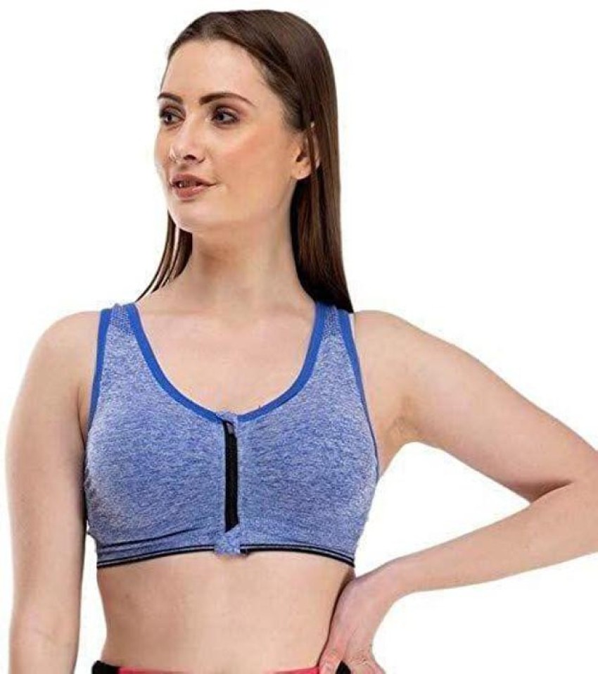 Bliss Beauty Front Open Zipper Padded Sports Bra for Gym Yoga