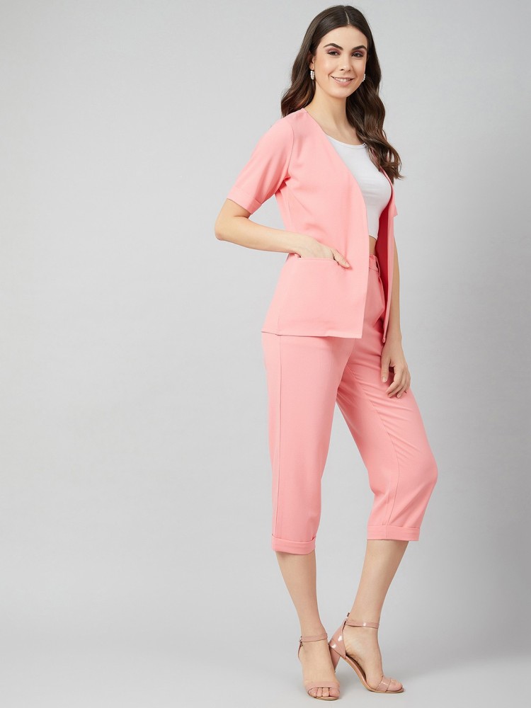 Athena Women Pink Solid Co-Ords