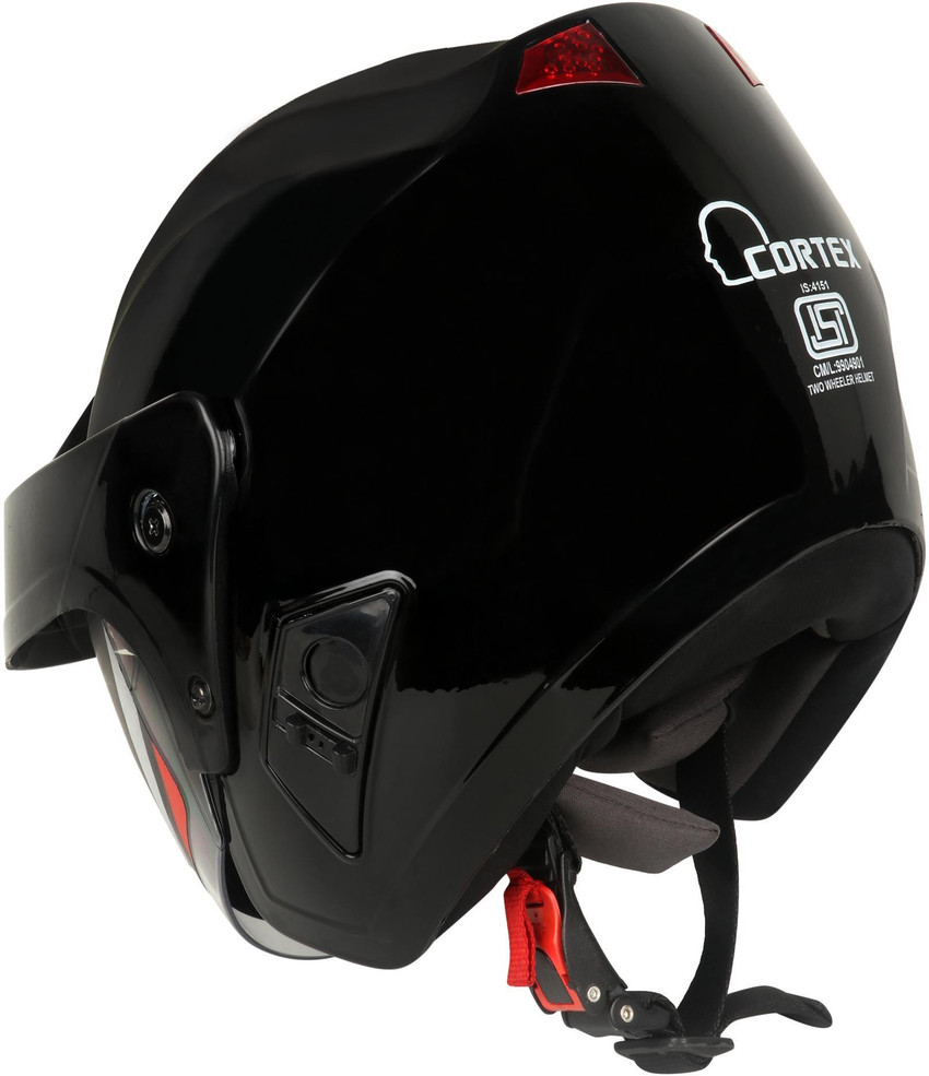 Open face helmet clearance with peak