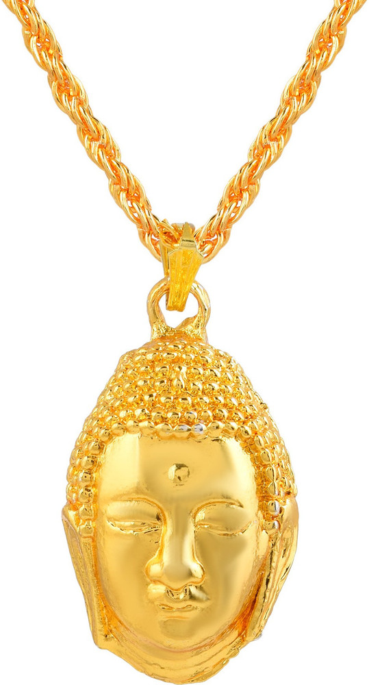 DULCI Gold Tone Beautiful Handcrafted Antique Gautam Buddha Face Pendant Locket Necklace Feng Shui Spiritual Jewelry Accessory for Men Women Gold plated Cubic Zirconia Brass Pendant Price in India Buy...