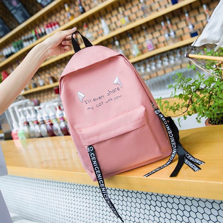 NME Collection Preppy Style Fashion Waterproof Women Girls Backpack Korean  Design Drawstring Chain travel College Office Bag Laptop Backpack 10 L  Backpack Pink - Price in India