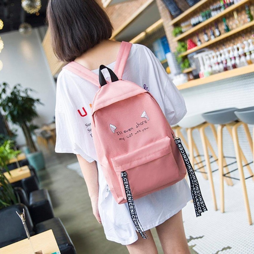 Nidhi Preppy Style Fashion Waterproof Women Girls Backpack Korean Design  Drawstring Chain travel College Office Bag 10 L Backpack Black - Price in  India