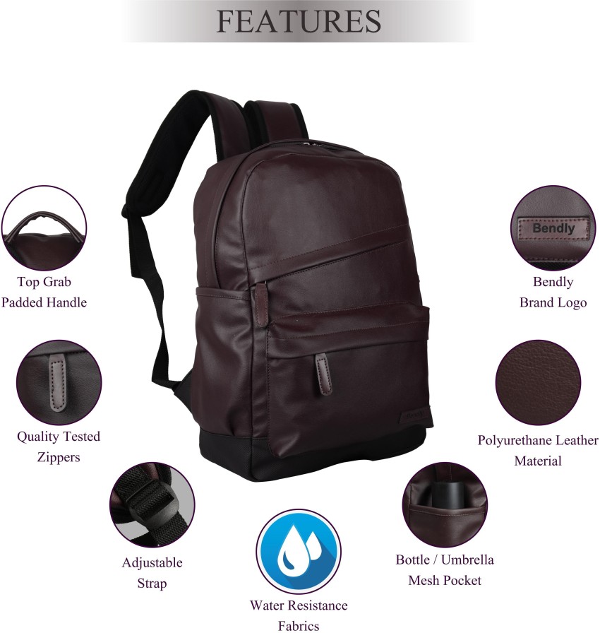 Bendly BP PU BRN 20 L Laptop Backpack BROWN Price in India Flipkart