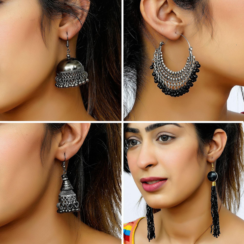 Flipkart black metal earrings clearance