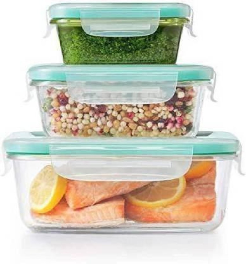 Rectangular Glass Storage Container With Air Vent Lid (400ml, 620