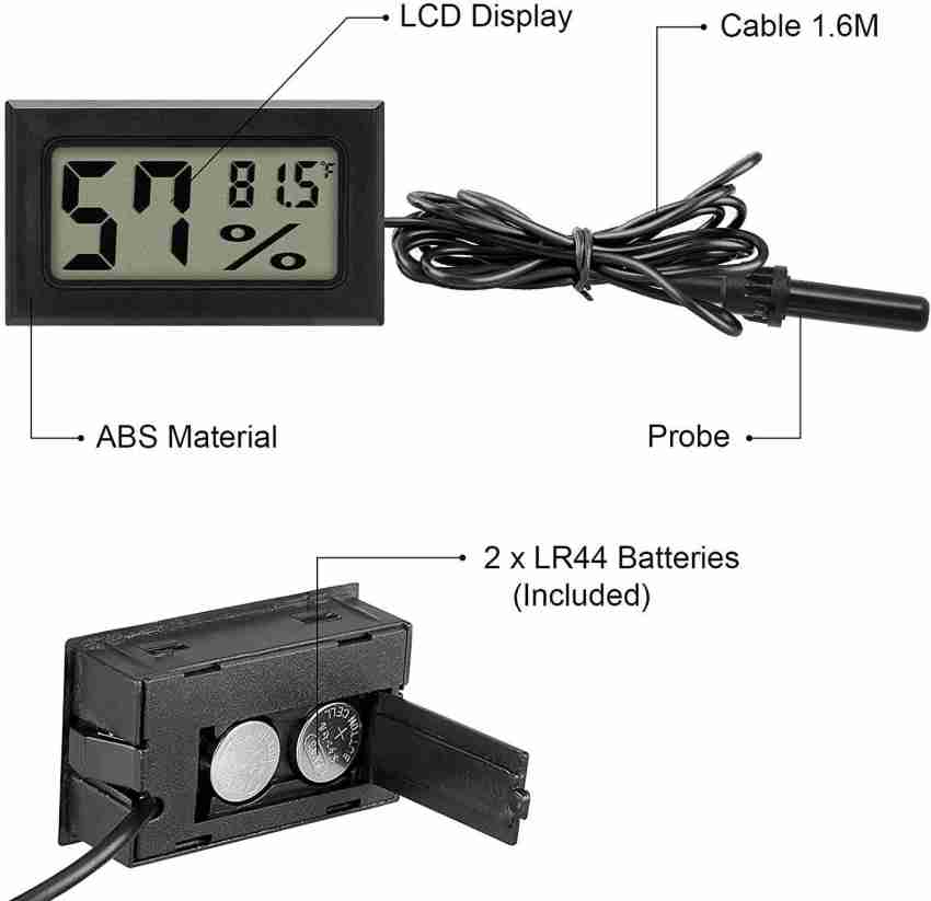 2 in 1 Digital Guitar LCD Display Thermometer Hygrometer Humidity Meter  Gauge with Wired Sensor Probe Designed