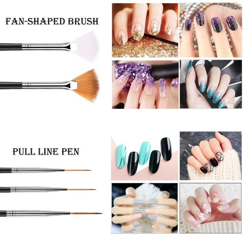 Professional Nail Art Supplies with 15pcs Brush Set, 5pcs Dotting