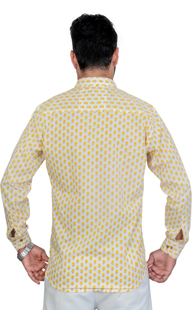 Mens Yellow Cotton Jodhpuri Hunting Shirt