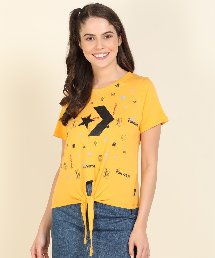 Converse t shirt yellow on sale