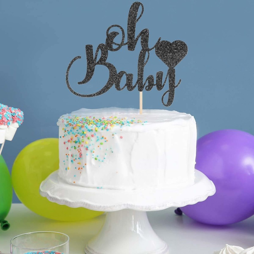 party decoration Oh Baby Cake Topper ,Baby Shower Cake Topper, Black  Glitter Cake Decoration Baby Boy and Girl Cake Topper Price in India - Buy  party decoration Oh Baby Cake Topper ,Baby