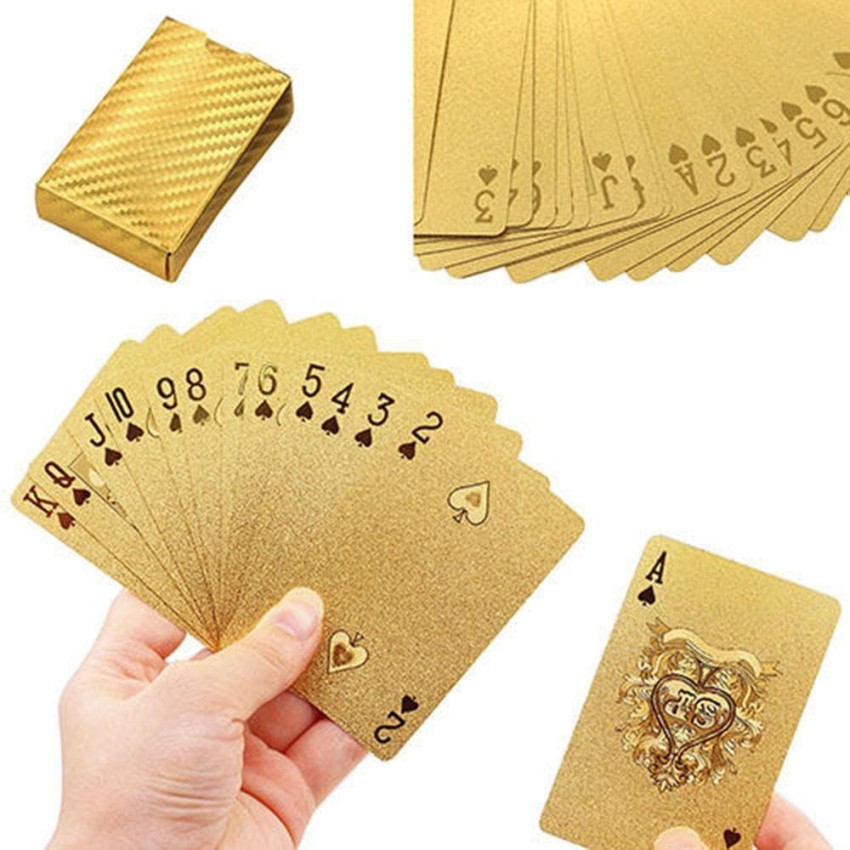 Deck of Cards, Gold Deck of Cards, Gold Playing Cards 2 Pack, Gold  Waterproof Playing Cards, Poker Cards, Washable & Flexible, Playing Cards 2  Pack