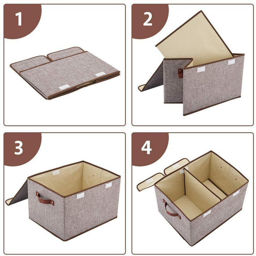 ELITEHOME Clothes Organizer Foldable Clothes Storage Box with Lid