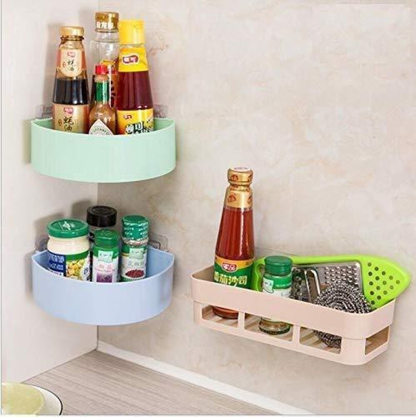 Bathroom/kitchen Corner Shelf, Self-adhesive Wall Mount Storage