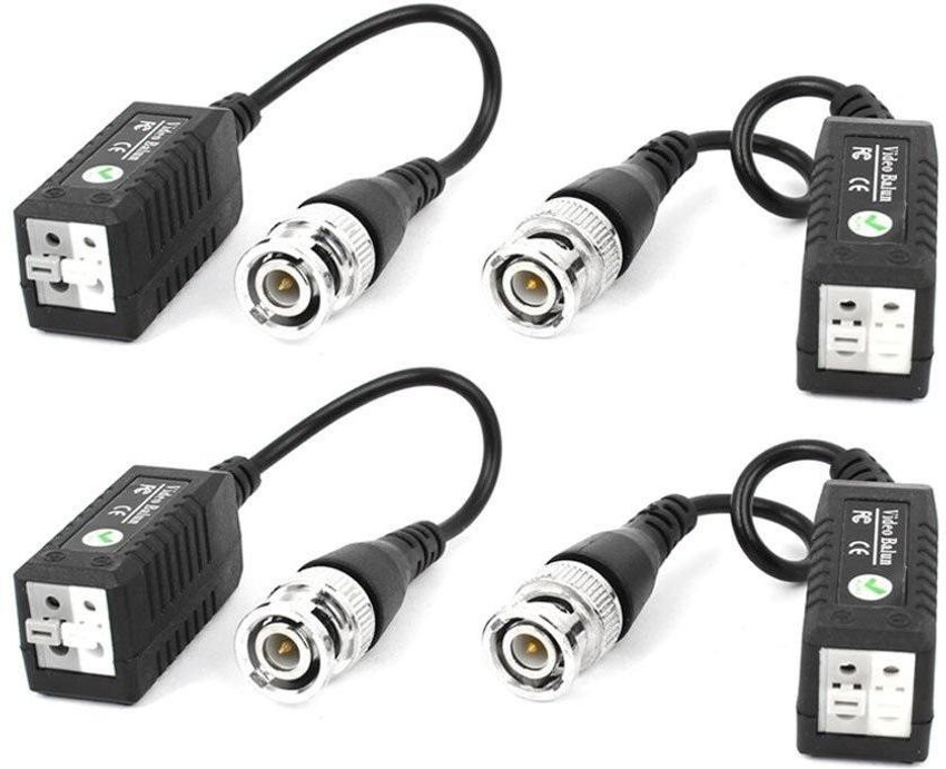 ATEKT Video Balun for Cctv HD Camera Black pack of 2 pair Video