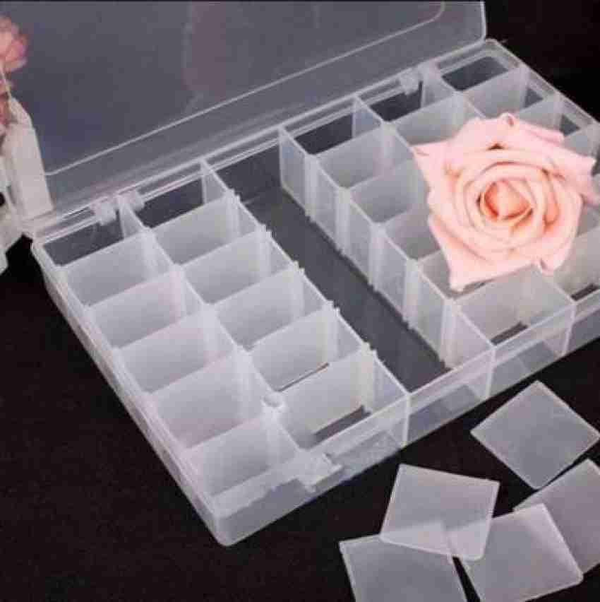 Anshri Plastic Transparent 1 Layer with 36 Grid Earring Storage Box,  Portable Jewelry Craft Accessories Storage Box Basket Container with  Collapsible and Removable Dividers 36 Grid- 1 pis,Pink Color : :  Home & Kitchen