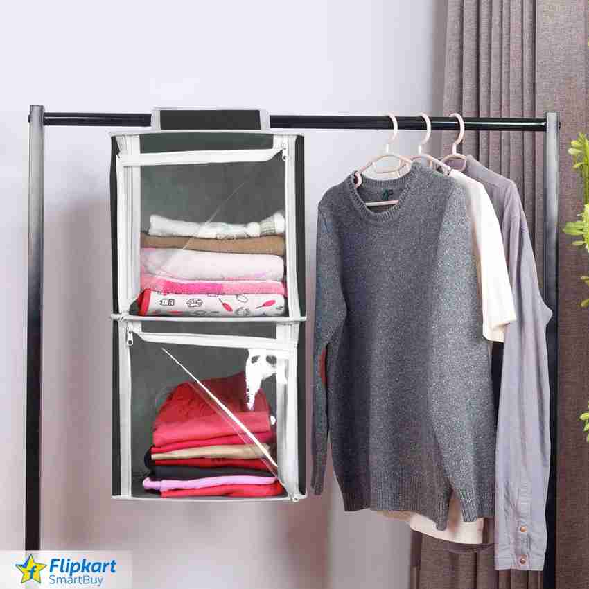 Flipkart SmartBuy 2 Tiers with Transparent Front Clothes Hanging Organizer Wardrobe for Regular Garments Shoes Storage Cupboard Hanger Bag