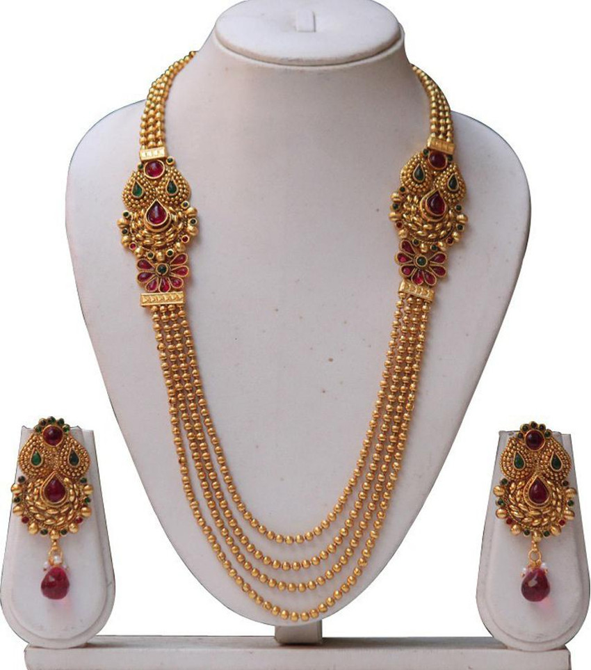 Swarajshop Copper Gold plated Multicolor Jewellery Set Price in