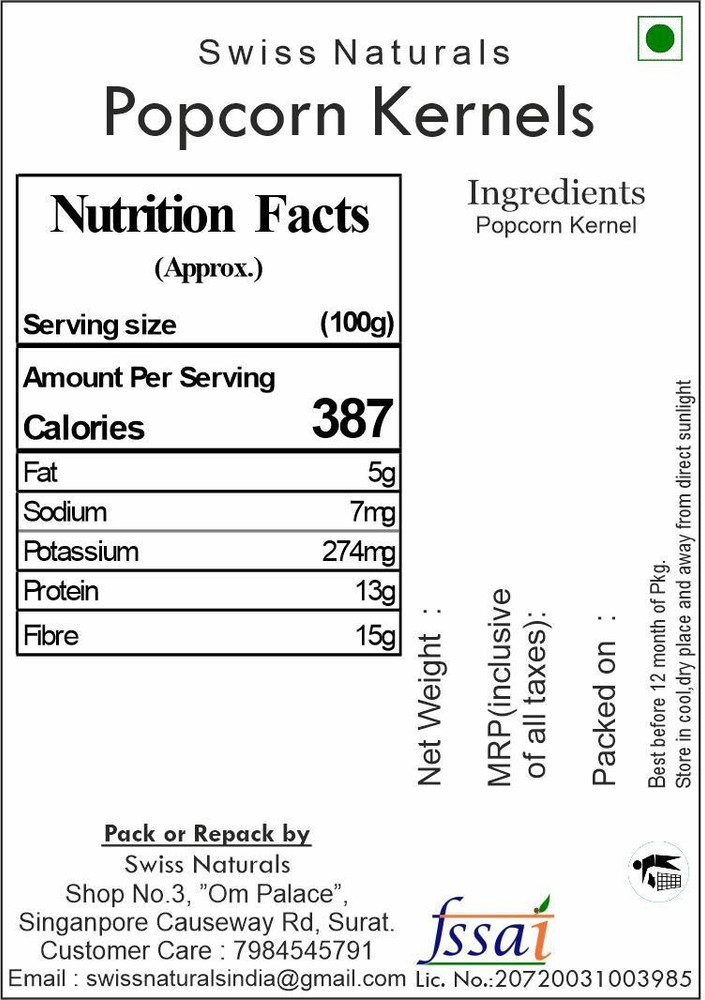 Unpopped popcorn calories sale